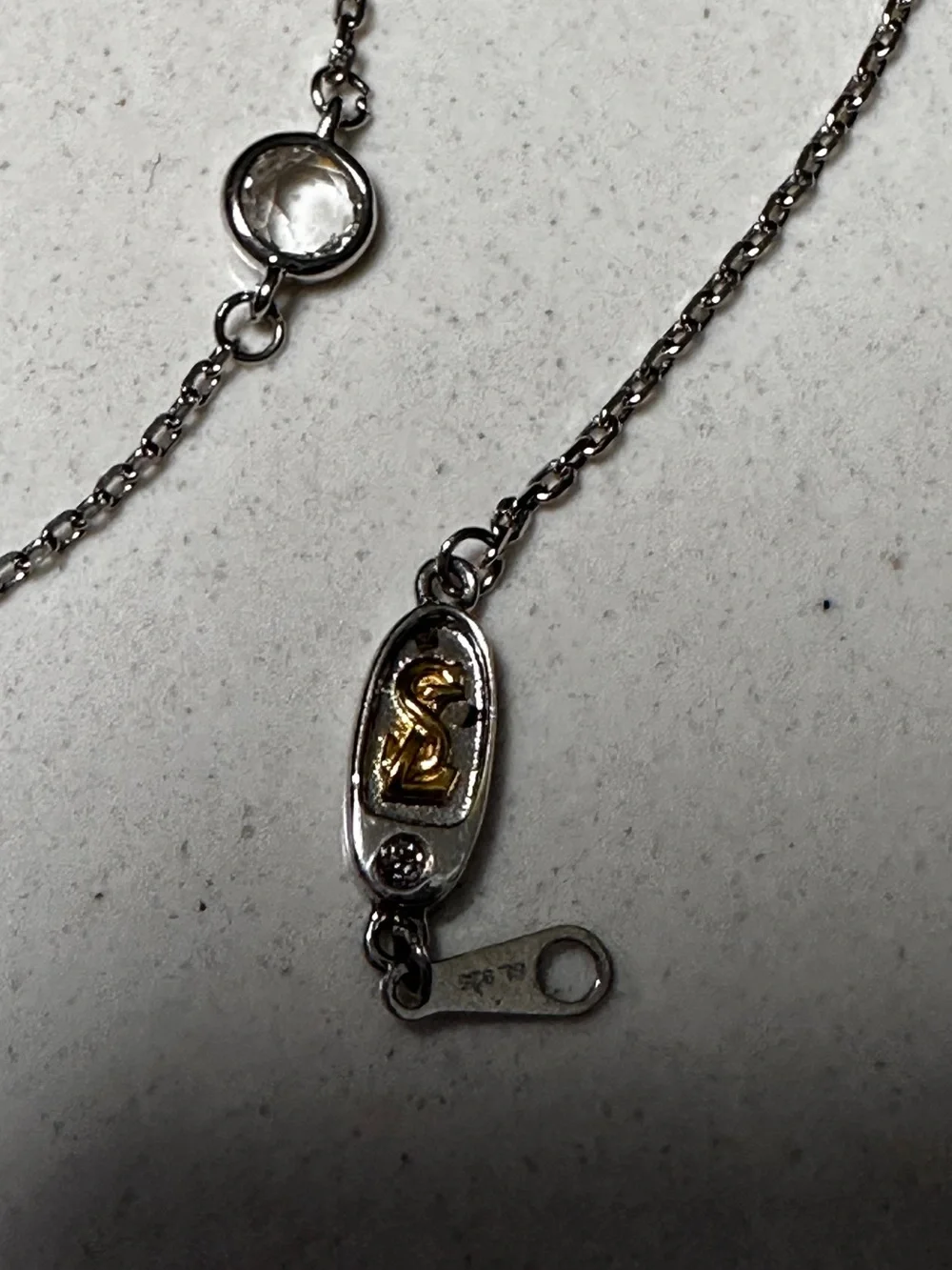 New Suzy Levian Sterling Silver White Topaz 5-Stone Station Necklace